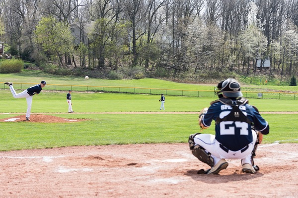Penn State York Baseball warms up before a game at Shryock Field.